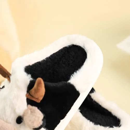 Gaolinci Cartoon Cow Cotton Slippers for Women US 8-9 | Warm & Cozy Indoor Outdoor House Shoes thumbnail 4