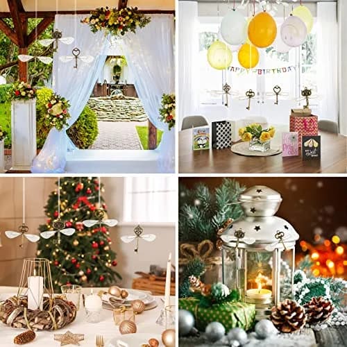 SANNIX Vintage Skeleton Keys with Dragonfly Wings & Elastic String | DIY Party Decorations (2.1-2.7 inch keys) thumbnail 5