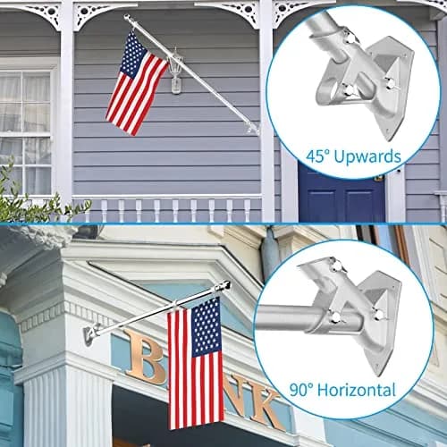 ZMTECH 6 FT Stainless Steel Flag Pole Kit - 2 Pack, Silver | Tangle-Free Outdoor House Flag Stand thumbnail 4
