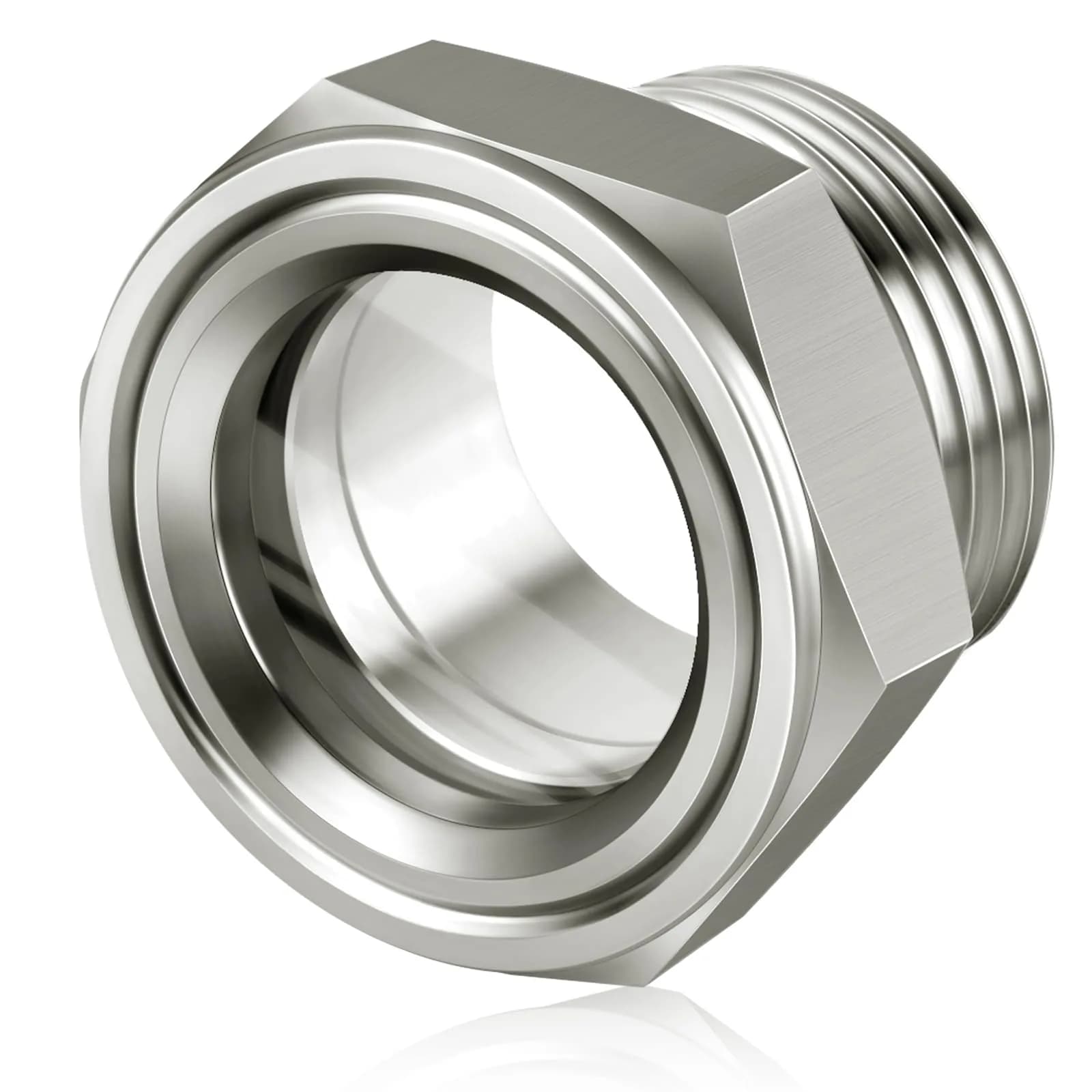 Boltigen Stainless Steel Oil Sight Glass 1/2 NPT Male Hex Head | Pressure Rated 800 PSI — 2'' NPT