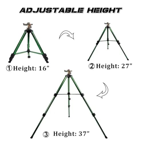Biswing Impact Sprinkler Head on Tripod Base, Heavy Duty Lawn Sprinklers, 360 Degree Large Area Irrigation, Metal Sprinkler Nozzle & Alloy Legs, 1 Pack thumbnail 4