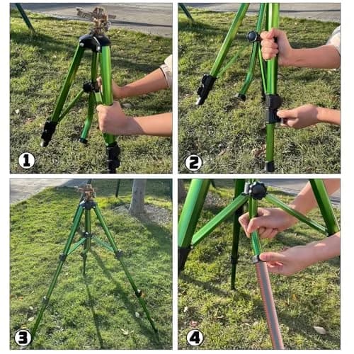 Biswing Impact Sprinkler Head on Tripod Base, Heavy Duty Lawn Sprinklers, 360 Degree Large Area Irrigation, Metal Sprinkler Nozzle & Alloy Legs, 1 Pack thumbnail 6