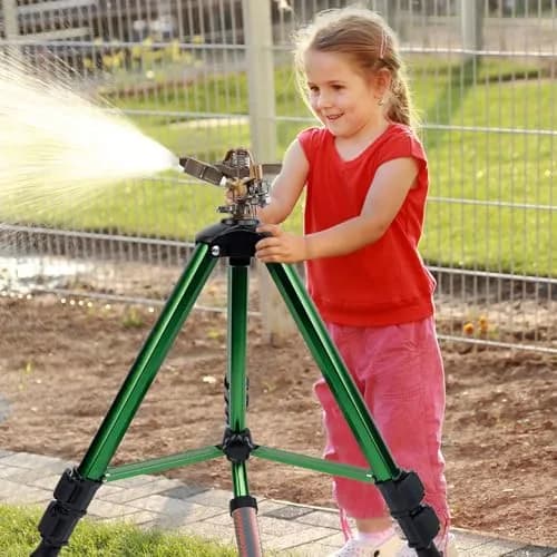 Biswing Impact Sprinkler Head on Tripod Base, Heavy Duty Lawn Sprinklers, 360 Degree Large Area Irrigation, Metal Sprinkler Nozzle & Alloy Legs, 1 Pack thumbnail 3