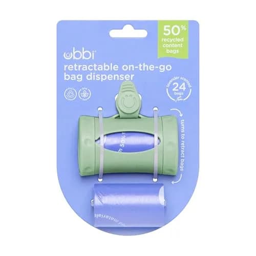 Ubbi Retractable Bag Dispenser for Diaper Bag, Sage | Portable & Stylish Organizer with Lavender Bags thumbnail 8