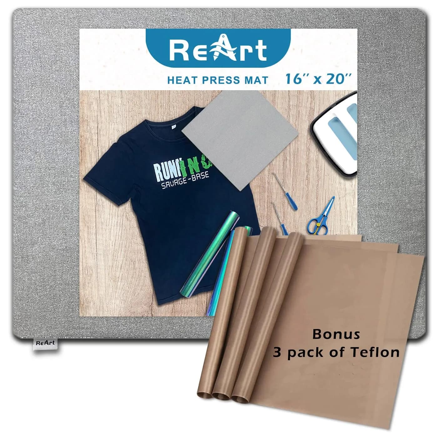 ReArt Heat Press Mat 16" x 20" | Both Sides Applicable for HTV & Iron On Projects