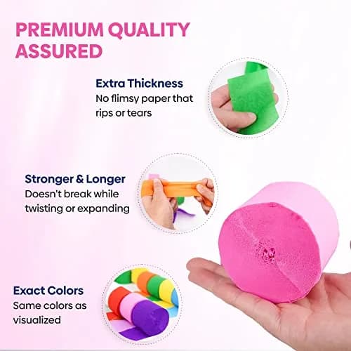 Captain Decor 8-Pack Rainbow Crepe Paper Streamers | 656ft Total Length, 1.8" Width thumbnail 4