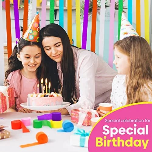 Captain Decor 8-Pack Rainbow Crepe Paper Streamers | 656ft Total Length, 1.8" Width thumbnail 8