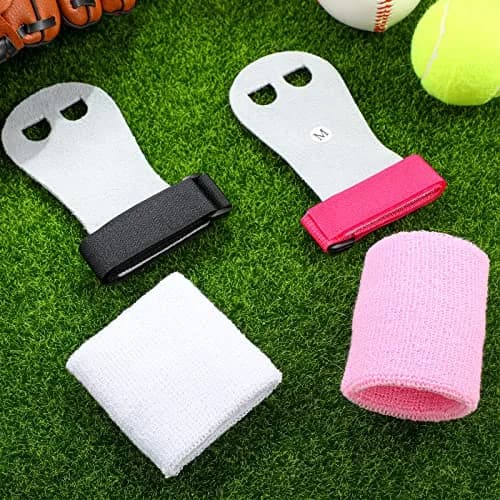 Vinsot Gymnastics Hand Grips & Wristbands Set for Kids Youth | 2 Pairs Pink, Black, White thumbnail 5
