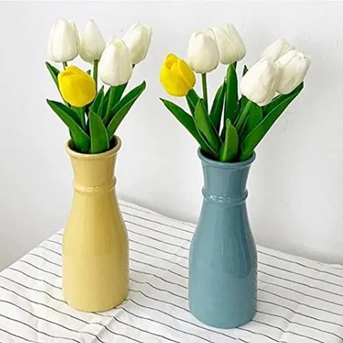 IPOPU Real Touch Artificial Tulips Flowers 24PCS Off White | Lifelike PU Material for Home Decor thumbnail 4