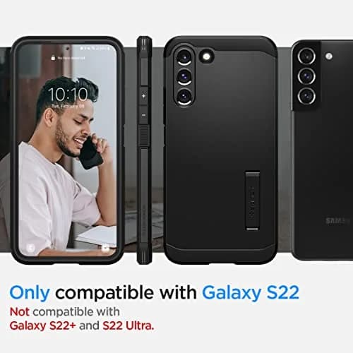 Spigen Tough Armor Designed for Galaxy S22 Case (2022) - Black | Dual Protection & MIL-STD 810G thumbnail 2