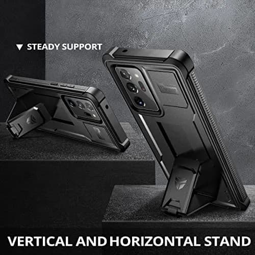 Dexnor Galaxy Note 20 Ultra 5G Case | Built-in Screen Protector & Kickstand | Heavy Duty Shockproof Black thumbnail 4