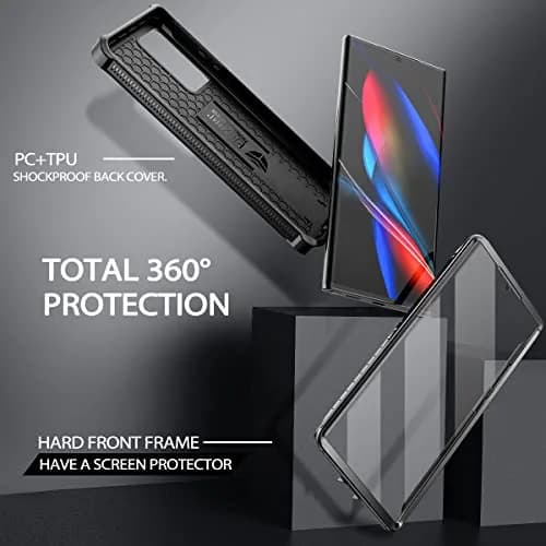 Dexnor Galaxy Note 20 Ultra 5G Case | Built-in Screen Protector & Kickstand | Heavy Duty Shockproof Black thumbnail 3