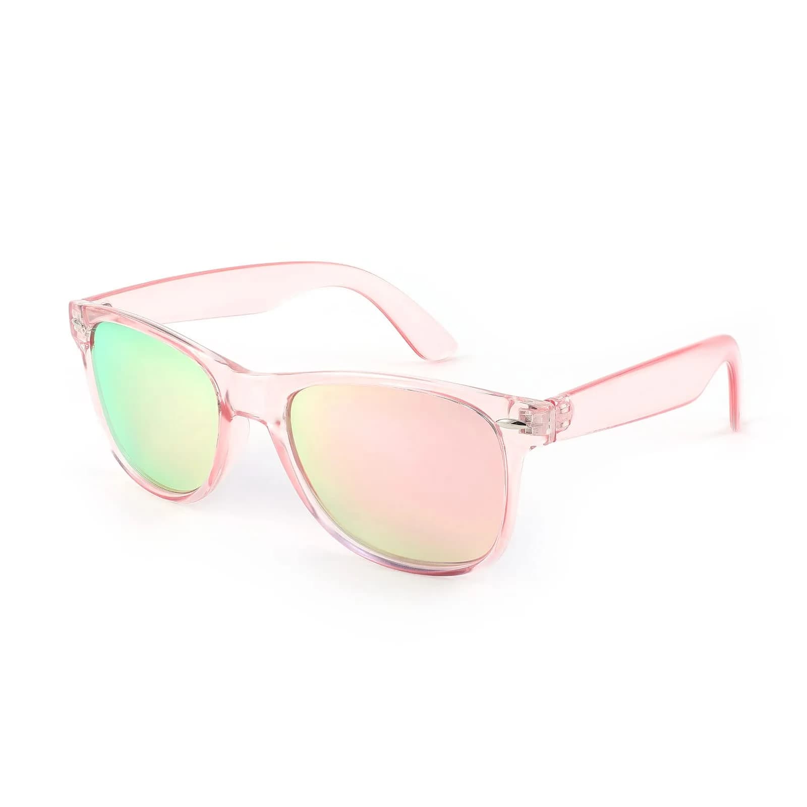 FEISEDY Classic Square Retro Polarized Sunglasses for Women & Men | 54mm Lens Width — Pink Frame & Pink Mirror Lens