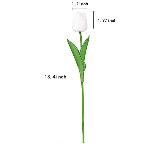 IPOPU 24PCS White Tulips Artificial Flowers Real Touch 34cm (13.4") | Realistic PU Flowers for Home Decor thumbnail 3