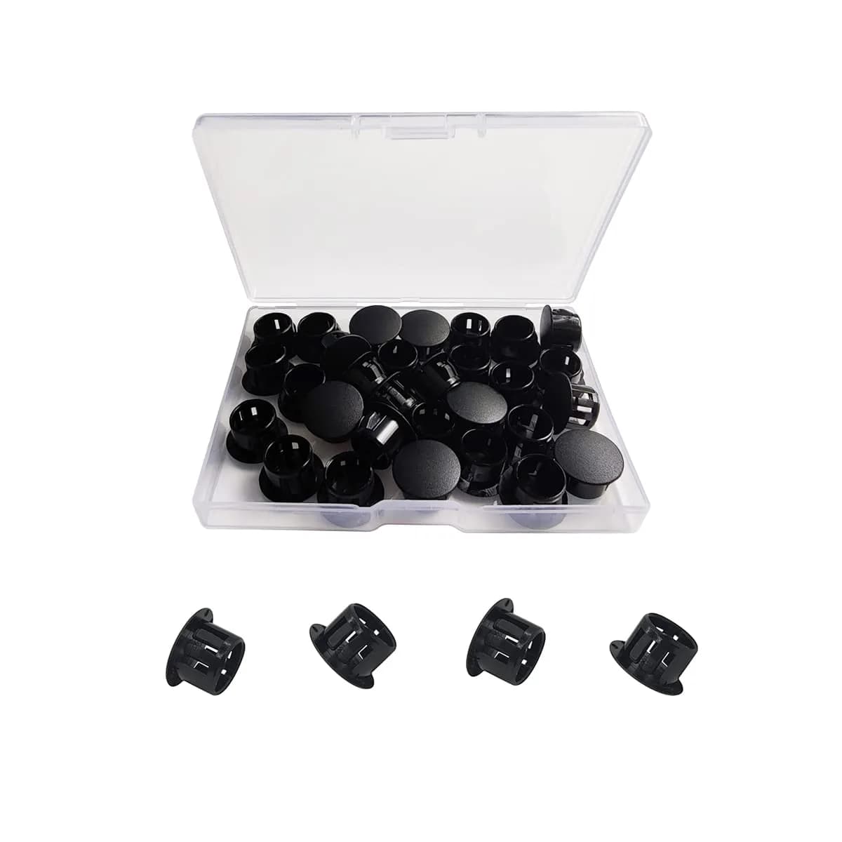 ZYYC Black Hole Plugs 8mm (5/16") Plastic Hole Plugs, 30 Pcs | For Furniture Cabinet Insert End Caps — 13mm (1/2")