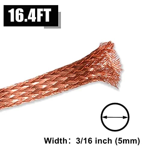 QuQuyi Copper Braided Ground Strap Wire 16.4ft | Flexible, Shielded, Heat Dissipation thumbnail 3