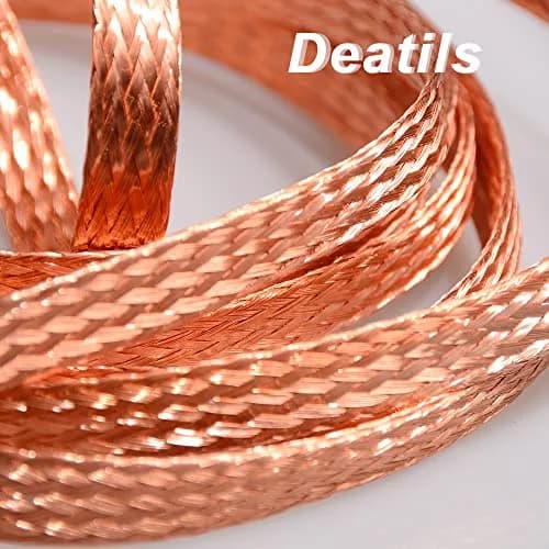 QuQuyi 5m (16.4ft) 4mm Flat Copper Braided Ground Strap Wire | EMI Shielding & Heat Dissipation thumbnail 4
