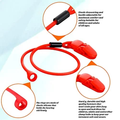BBTO Hearing Aid Clips 4-Pack | 30.5cm (12 Inch) Adjustable Silicone Grip, Prevent Loss Secure Fit, Portable Protector Rope, Hearing Aid Accessories for Daily Work Exercise thumbnail 3