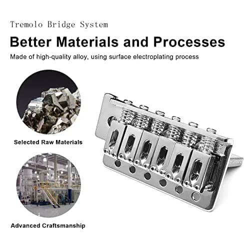 SAPHUE 52.5mm Guitar Stratocaster Tremolo Bridge Set for Fender Strat Squier Electric Guitar Replacement (Chrome, 52.5mm) | All Metal, 10.8mm String Spacing thumbnail 1