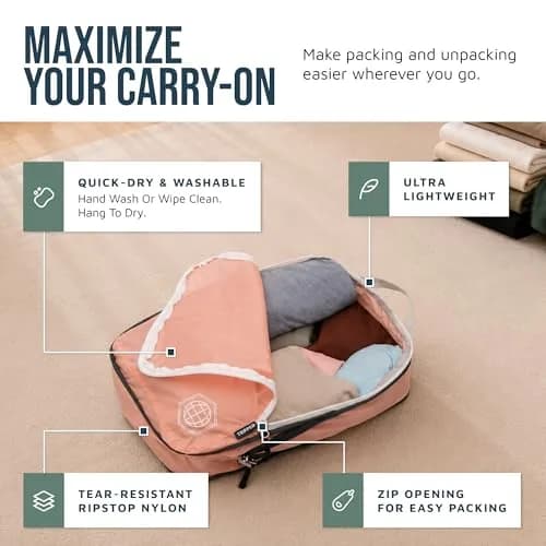 TRIPPED Travel Gear Compression Packing Cubes for Carry-On Travel 6-Pack | Ultralight Ripstop Nylon with Zippered Organizers thumbnail 3