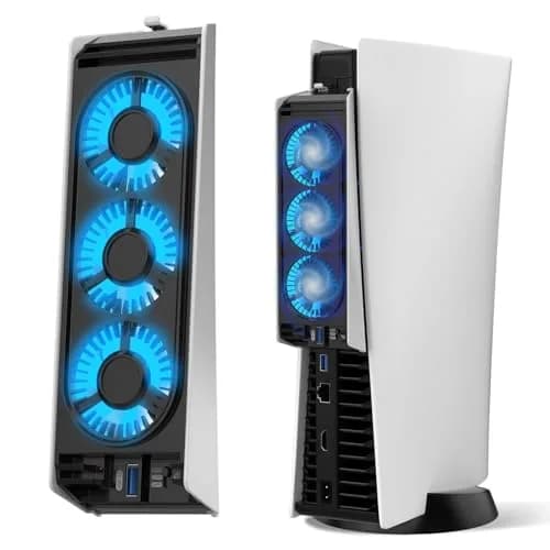 JUSPRO PS5 Cooling Fan with LED Light | Quiet 3-Fan Cooler for PS5 Digital/Disc Editions thumbnail 1