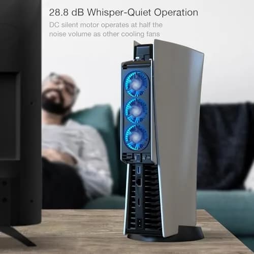 JUSPRO PS5 Cooling Fan with LED Light | Quiet 3-Fan Cooler for PS5 Digital/Disc Editions thumbnail 8