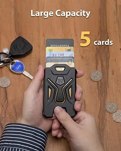 MNGARISTA Heavy Duty Vertical ID Card Holder Protector with Elastic Clip, Black (1-Pack, 9.9cm x 6.6cm x 0.25cm) thumbnail 2