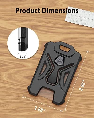 MNGARISTA Heavy Duty Vertical ID Card Holder Protector with Elastic Clip, Black (1-Pack, 9.9cm x 6.6cm x 0.25cm) thumbnail 3