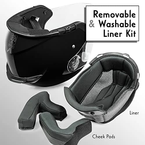 VCAN V88 Motorcycle Helmet Medium Gloss Black | DOT & ECE Certified for Safety thumbnail 4