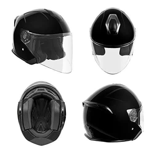VCAN V88 Motorcycle Helmet Medium Gloss Black | DOT & ECE Certified for Safety thumbnail 2