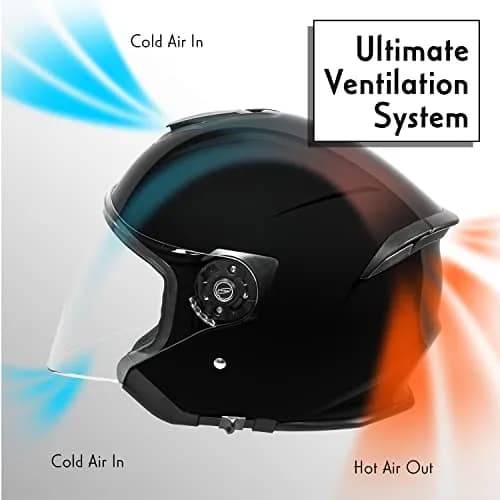 VCAN V88 Motorcycle Helmet Medium Gloss Black | DOT & ECE Certified for Safety thumbnail 3