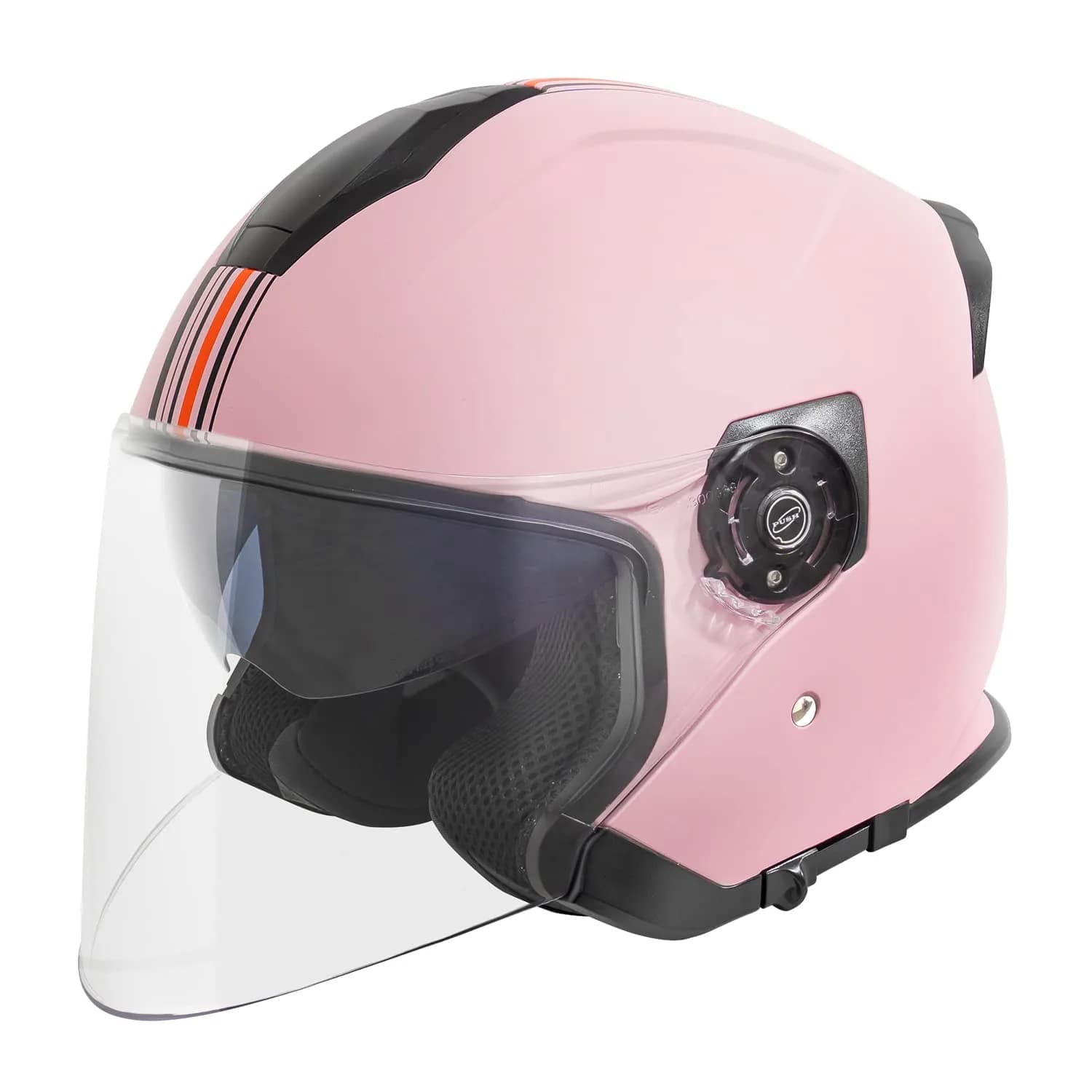 VCAN V88 3/4 Open Face Motorcycle Helmet Matte Pink Stripe | DOT & ECE Certified, FMVSS 218 Approved