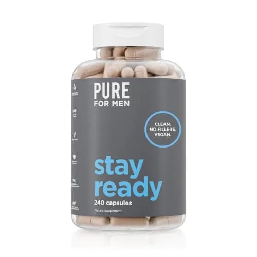 Pure for Men Stay Ready Fiber Supplement Psyllium Husk 240 Vegan Capsules | Supports Digestive Regularity & Gut Health thumbnail 1