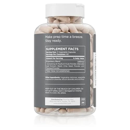Pure for Men Stay Ready Fiber Supplement Psyllium Husk 240 Vegan Capsules | Supports Digestive Regularity & Gut Health thumbnail 2