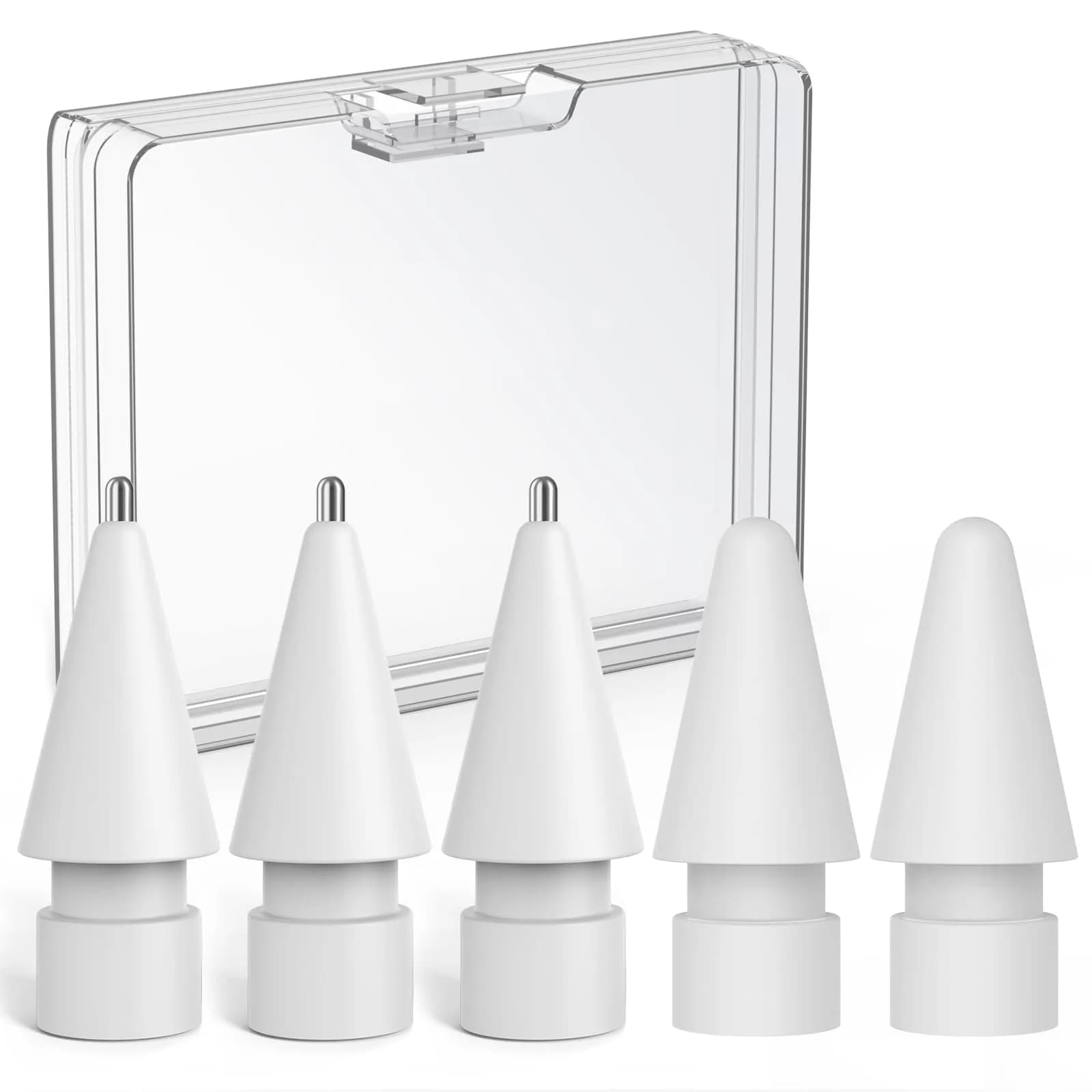 Delidigi Replacement Tips for Apple Pencil Pro/2nd/1st/USB-C | Wear-Resistant Metal Tips for Precise Control — White