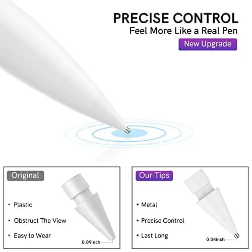 Delidigi Replacement Tips for Apple Pencil Pro/2nd/1st/USB-C | Wear-Resistant Metal Tips for Precise Control thumbnail 3
