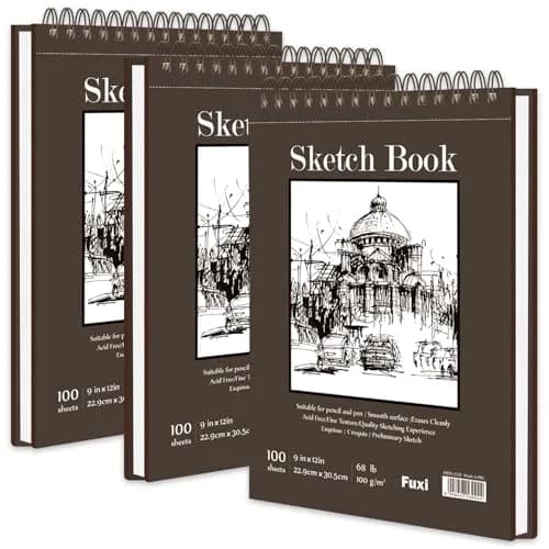 Fuxi 9" x 12" Sketch Book Set, 300 Sheets | Top Spiral Bound Art Paper Pad for Drawing & Sketching thumbnail 1