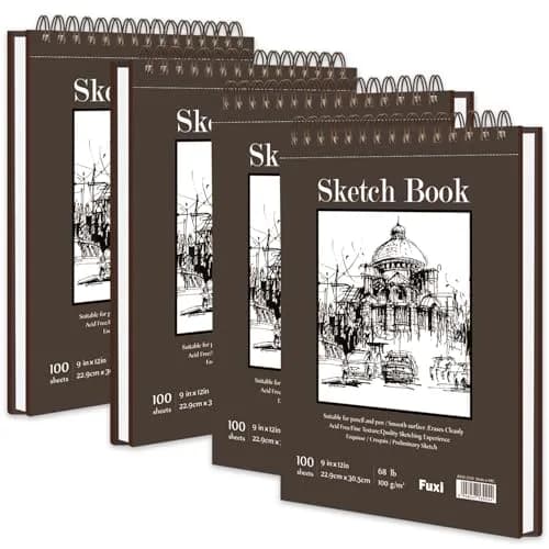 Fuxi 9" x 12" Sketch Book Set, 400 Sheets | Top Spiral Bound Acid-Free Drawing Paper thumbnail 1