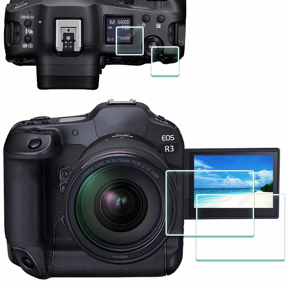 ULBTER 9H Tempered Glass Screen Protector for Canon EOS R LCD & Top Screen (2+2 Pack) — EOS R3