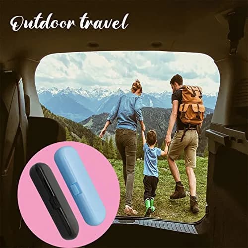 Hovesty 2 Pcs Electric Toothbrush Travel Case, Portable Travel Toothbrush Holder for Electric Toothbrush Set (Blue and Black) | Travel-Friendly & Durable thumbnail 5