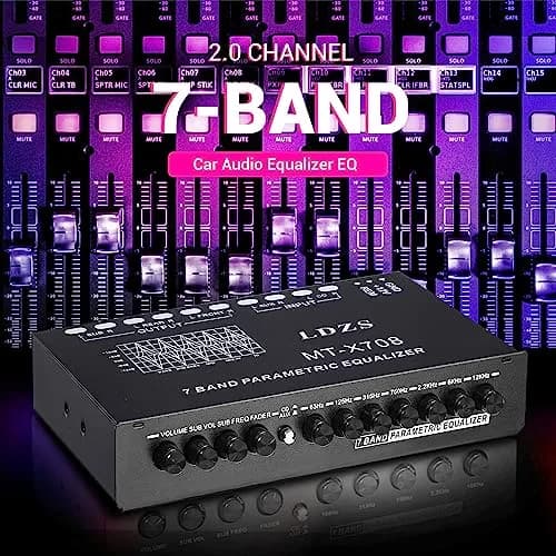 Facmogu 7-Band Car Audio Equalizer EQ with 8V RMS Output, 18cm x 15.7cm x 3.7cm | Graphic EQ for Enhanced Car Sound thumbnail 4