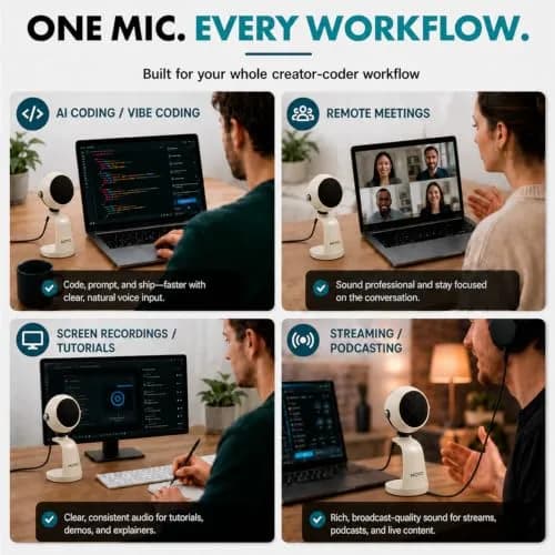 Movo WebMic USB Dictation Microphone in White – Cardioid for Vibe Coding | Clear Voice Capture for Accurate Speech thumbnail 7