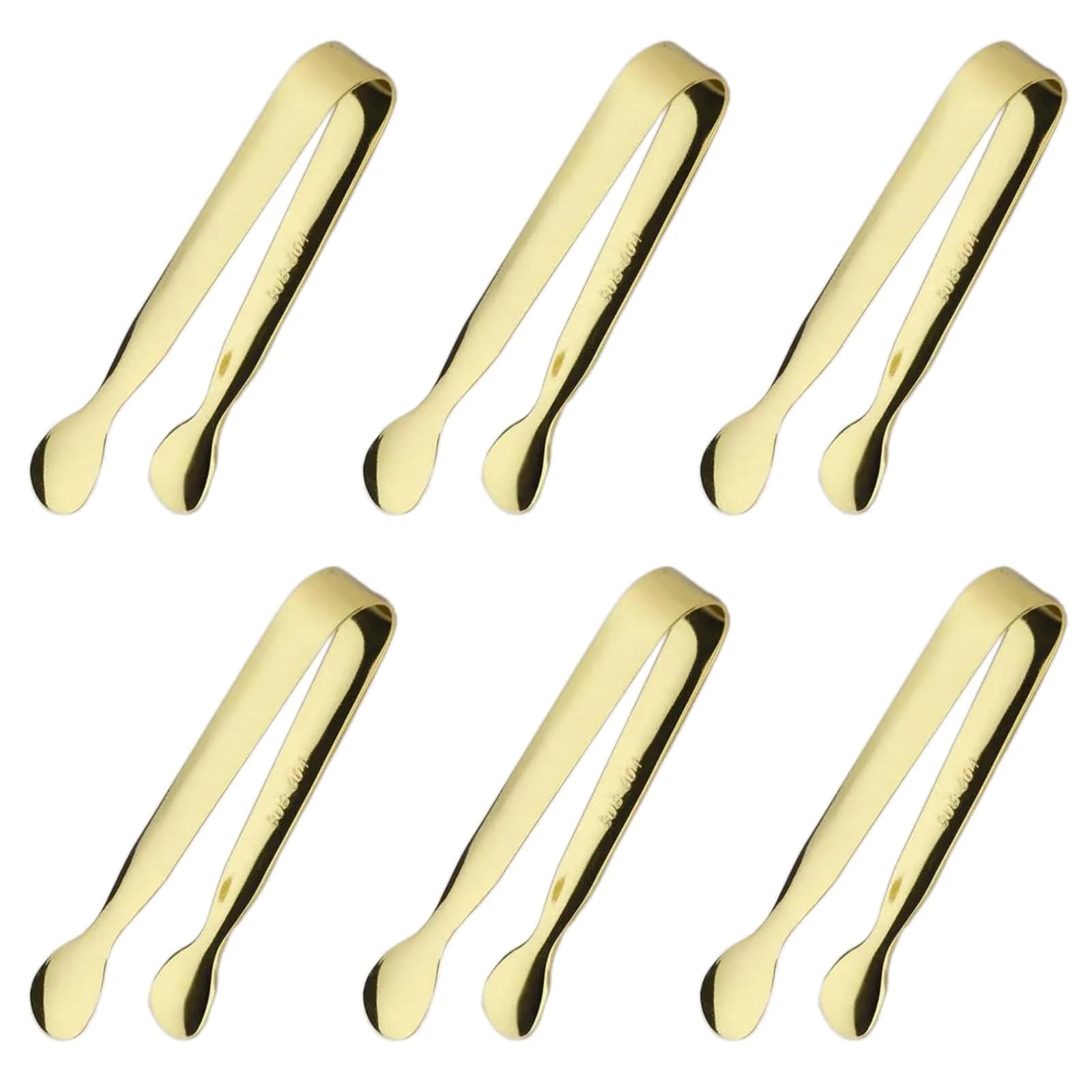 Sunenlyst 6PCS Mini Sugar Tongs 13cm (4.25 Inch) | Food Grade Stainless Steel Appetizer Tongs — 6PCS Gold