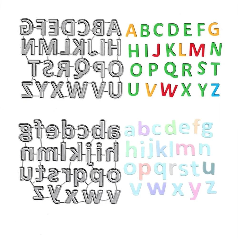 AHTOLS Alphabet Cutting Dies 26 Capital & Lowercase Letters | Metal Embossing Stencils for Card Scrapbooking — Capital + Lowercase 26 Alphabet