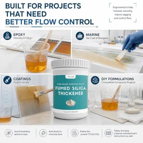 TITGGI Fumed Silica Thickener for Epoxy Resin & Coatings | Control Viscosity & Sag, 1 Quart thumbnail 5