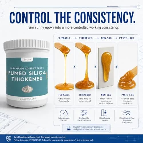 TITGGI Fumed Silica Thickener for Epoxy Resin & Coatings | Control Viscosity & Sag, 1 Quart thumbnail 2
