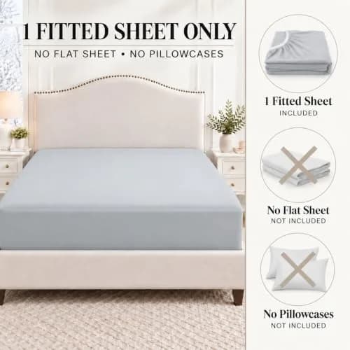 Cathay Home Queen Fitted Sheet Only, 14" Deep Pocket Ultra Soft, Light Gray | Hypoallergenic Microfiber Bedding thumbnail 5