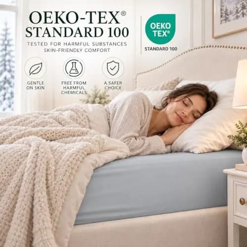 Cathay Home Queen Fitted Sheet Only, 14" Deep Pocket Ultra Soft, Light Gray | Hypoallergenic Microfiber Bedding thumbnail 6