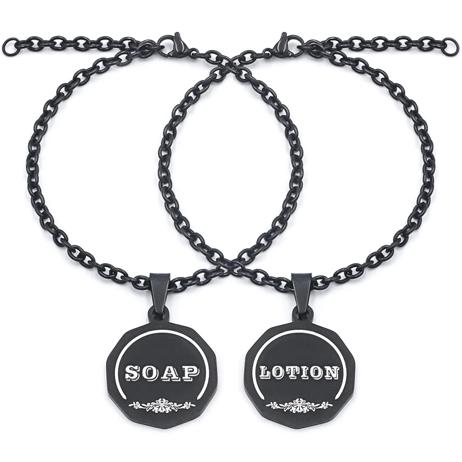 HvOvMvE Black 2 pcs Label Set | Double-Sided Stainless Steel Tags for Dispensers - main product image