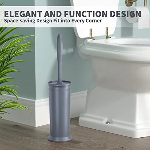UPTRONIC Toilet Bowl Brush with Long Handle & Covered Holder | Gray, 1 Set thumbnail 6